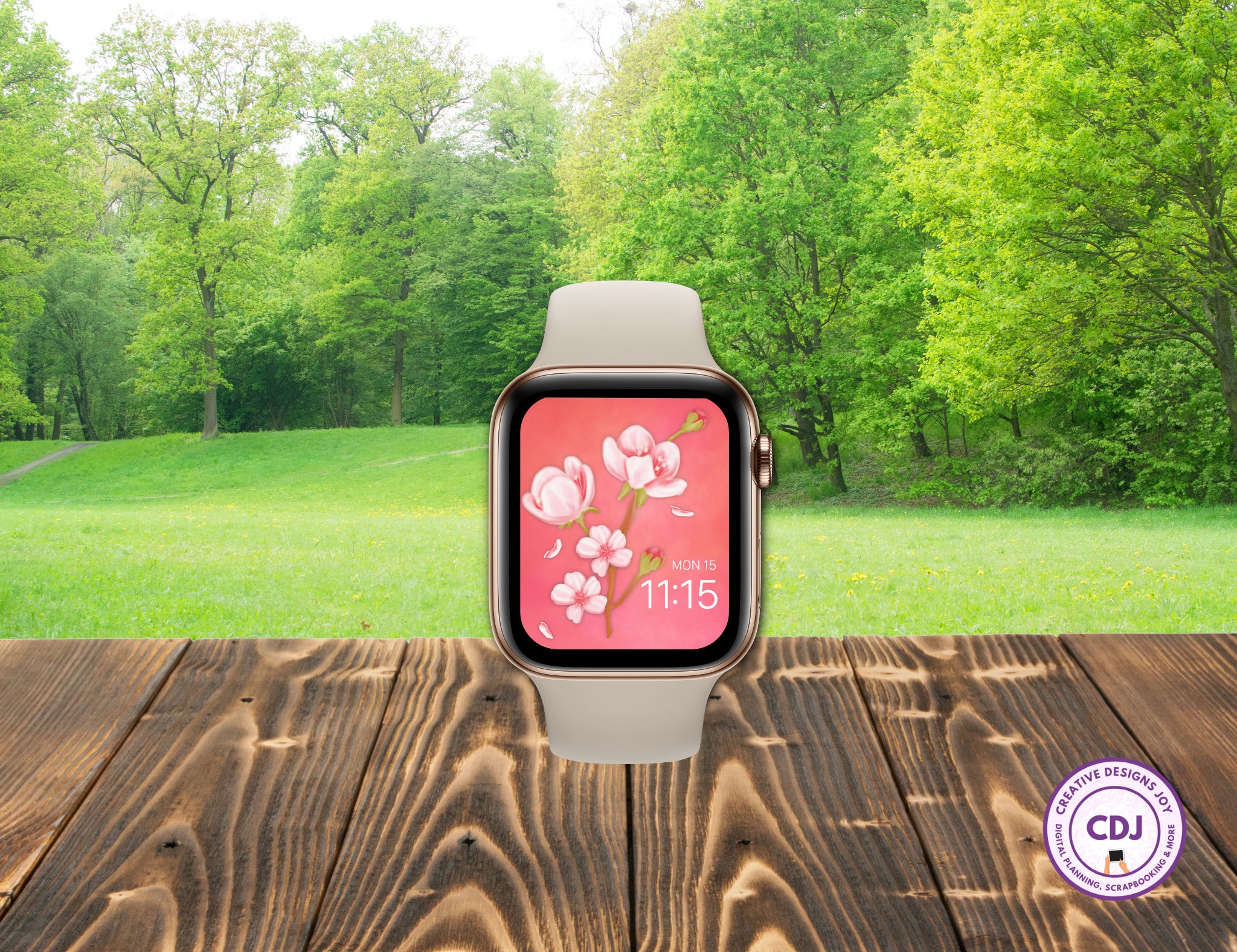 Cherry Blossom Apple Watch Wallpaper Floral Pink Watercolor Etsy