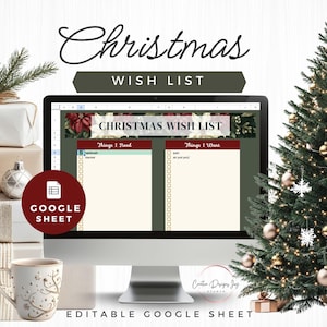 Weihnachtswunschliste Blatt Vorlage | Google Sheets Vorlage | Weihnachts-Arbeitsblatt | Urlaub benötigt und will Liste