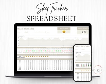 Sleep Tracker Google Sheet Template, Neutral Colors, Daily and Monthly Trackers