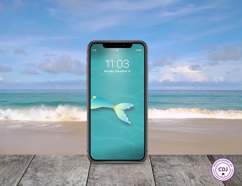 Mermaid Phone Wallpaper Mermaid Tail Blue Green Background - Etsy