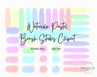 Watercolor Pastel Brush Strokes Clipart for your graphic design, junk journal, digital scrapbook, and/or digital planner projects