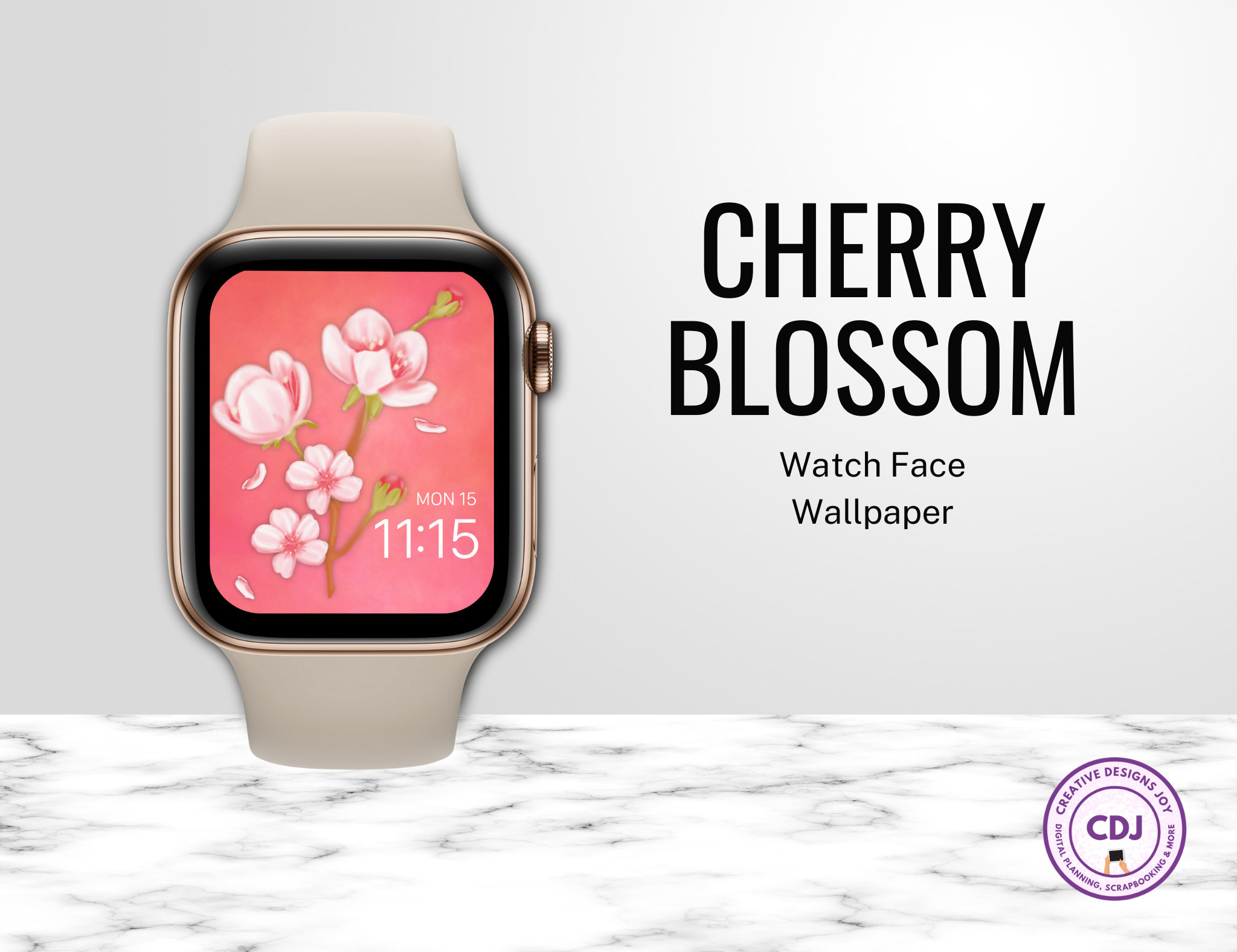 Cherry Blossom Apple Watch Wallpaper Floral Pink Watercolor Etsy