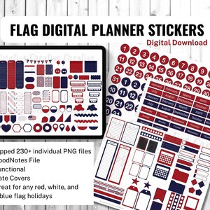 Flag Holiday Digital Planner Stickers: 230+ PNG, GoodNotes (Digital Download)