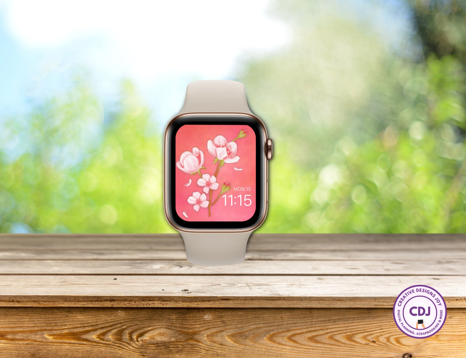 Cherry Blossom Apple Watch Wallpaper Floral Pink Watercolor Etsy