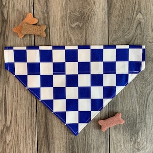 Dog Bandana, Over the Collar Dog Bandana, Wildcats Bandana, Kentucky Dog Bandana, Kentucky Pet Bandana, Blue Checkerboard Dog Bandana