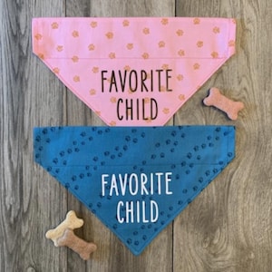 Dog Bandana, Over the Collar Dog Bandana, Favorite Child Dog Bandana, Funny Dog Bandana, Cute Dog Bandana, Dog Child Bandana, Pet Bandana