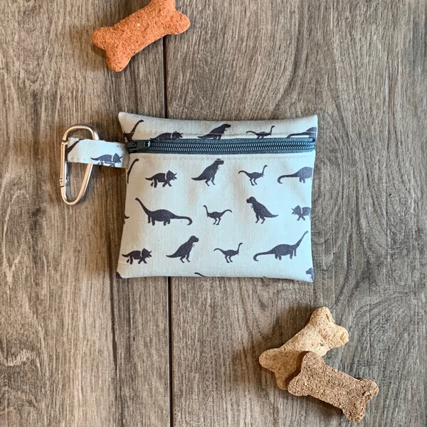 Dog Treat Bag, Dog Walking Bag, Small Zipper Bag, Dog Treat Holder, Dog Lover Gift, Zipper Pouch, Dinosaur Dog Treat Bag, Dinosaur Pouch