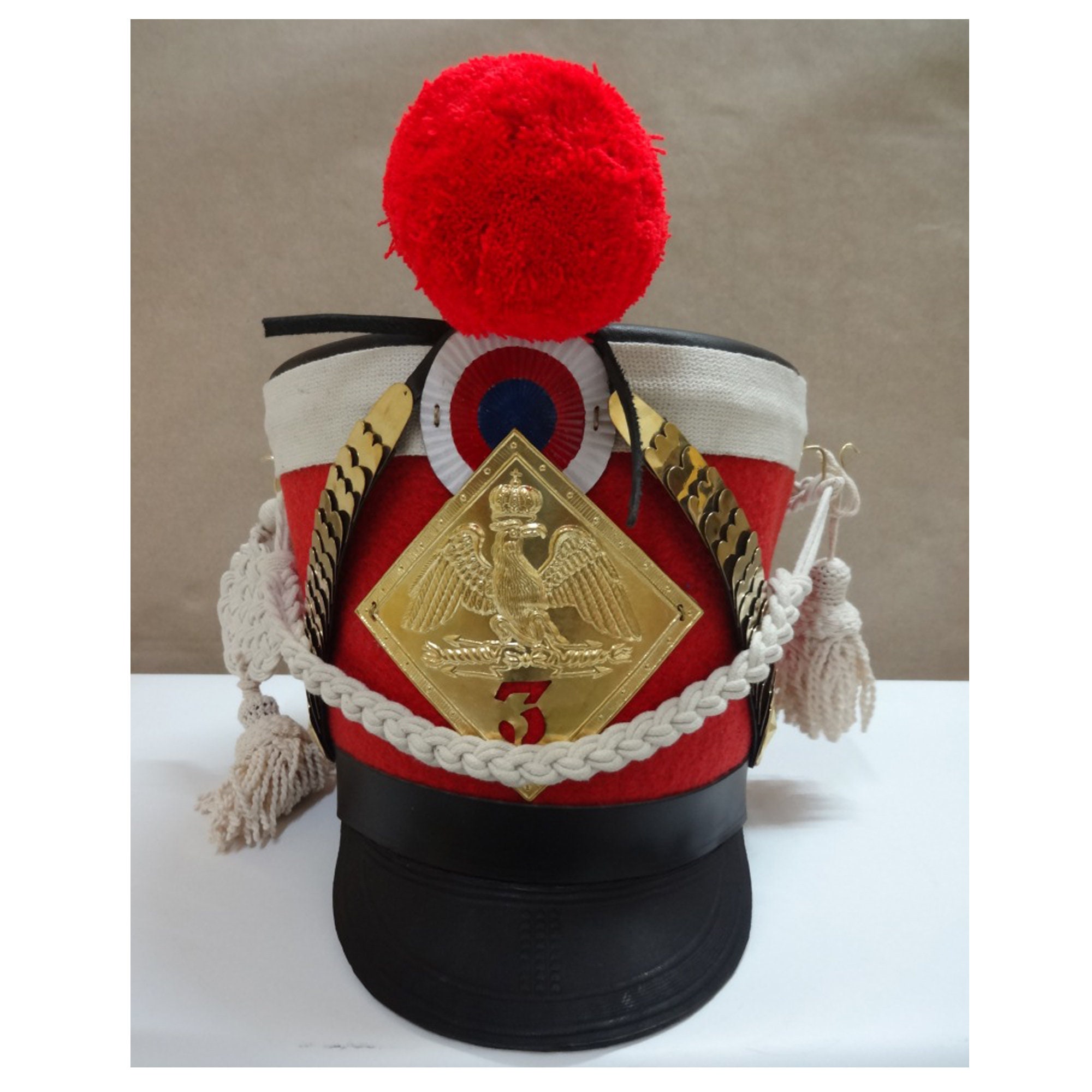 French Napoleonic Shako Helmet W/ Red 