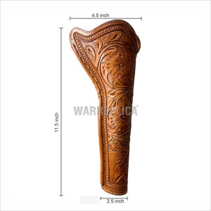 Hulara Genuine Leather Western Gun Holster - Right Hand, Fits 8" Barrel Revolvers Like Colt 1851 Navy & SAA