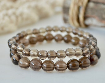 Smoky Bluffs ~ gemstone bracelet ~ smoky quartz ~ brown ~ grounding ~ protection ~ stacking ~ crystal ~ minimalist