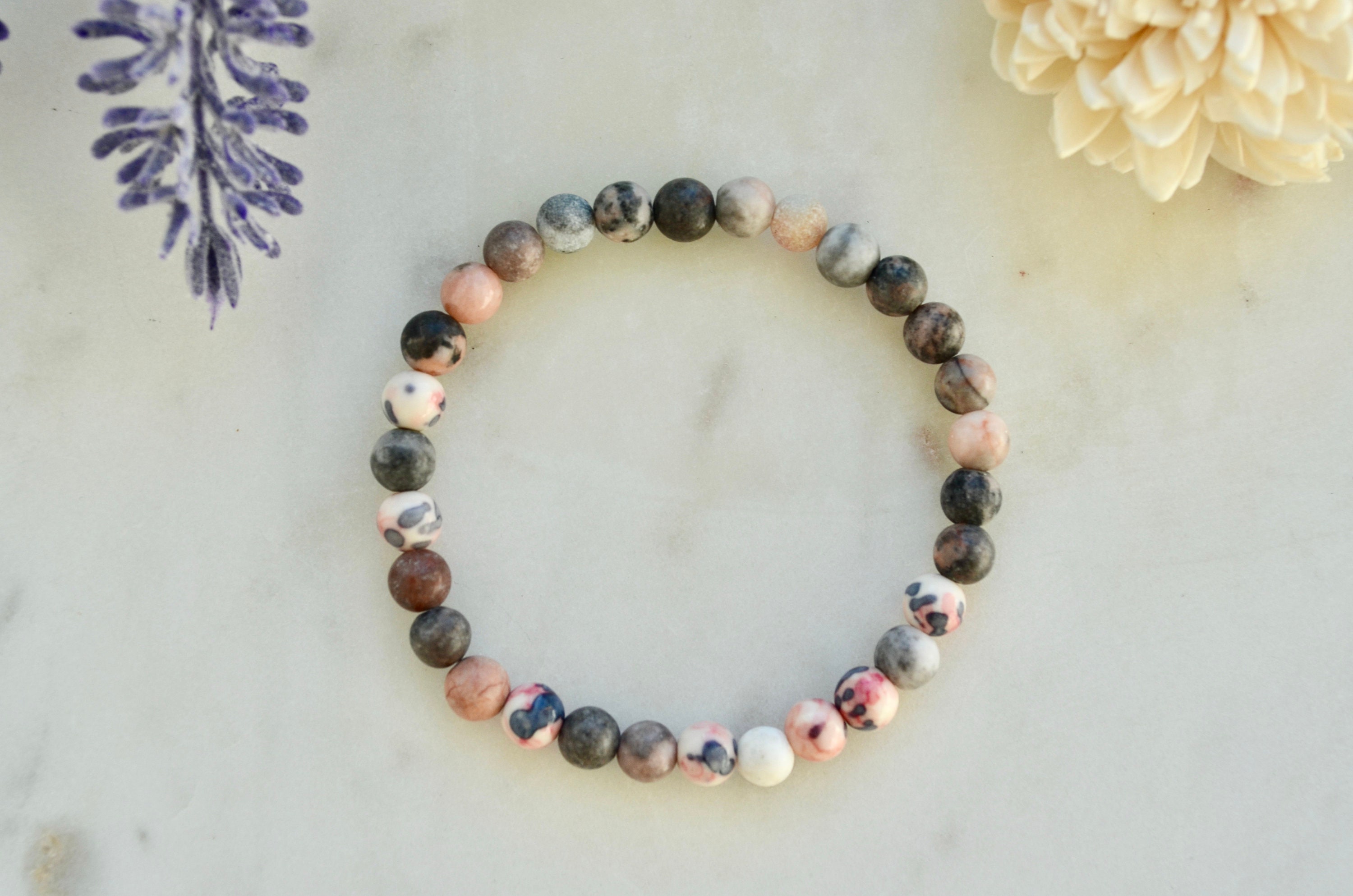 Rose Zèbre Pierres Naturelles Bracelet Cadeaux Pour Femme