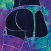 Erotic Art Print 21 x 21 cm, Big Butt, Booty Lover, Amazing Ass, Garterbelt, Stockings, Sexual Drawing, Lingerie, Sensual - Garter Booty 