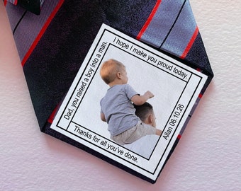 Dad Tie Label / Suit Label / Picture Tie Patch /  Tie patch Father of the Bride Gift  / Father of the Groom / Thank You Dad Label