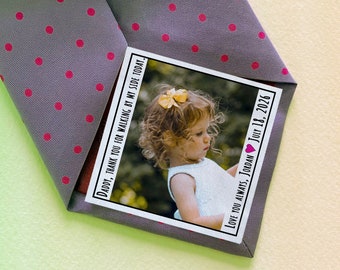 Dad Tie Label / Suit Label / Picture Tie Patch /  Tie patch Father of the Bride  / Father of the Groom / Thank You Dad Label