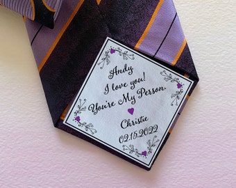 Custom Tie Patch / Suit Label / Personalized Tie Patch, Groom Gift / Gift for the Groom  / Groom Wedding Day Gift / Anniversary gift