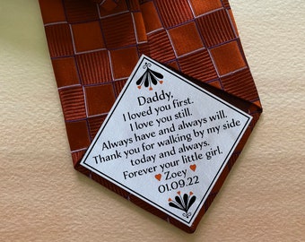 Father of the Groom, Dad Tie Label / sew on patch / Personalized Tie Patch, tie patch / Thank You Dad Label / iron on thie patch