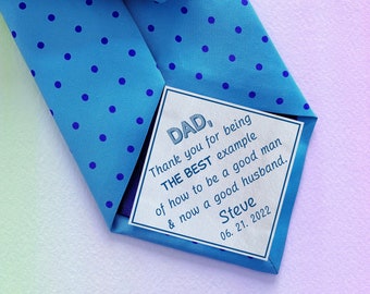 Father of the Groom Personalized Tie Patch Thank You Dad Label Stepdad Iron On something blue Father of the bride Label