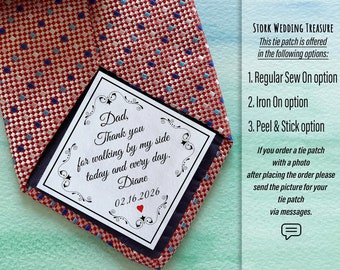 Dad Tie Patch, Tie Patch,Wedding Tie Patch, Father of the Groom, Thank You Dad Label, tie patch for dad, walking by my side, iron on patch