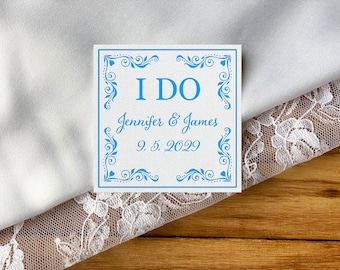 Wedding Dress Label, Bridal Shower Gift, I DO, Something Old,  Something Blue Label, Personalized Wedding Dress Label, bride to be, mom