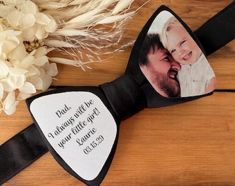 Dad Bow Tie Label Suit Label, Picture Tie Patch, Photo Father of the Bride, Father of the Groom, Wedding gift, forever your little girl