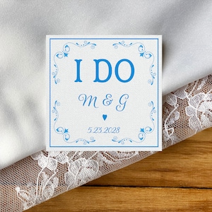 Wedding Dress Label, Bridal Shower Gift, I DO, Something Old,  Something Blue Label, Personalized Wedding Dress Label, bride to be, mom