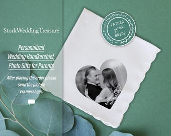 Personalized Wedding Handkerchief, Photo Gifts for Parents, Father of the Bride Gift, Mother of the Bride Gift, Custom Handkerchief Dad