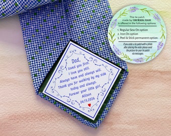 Dad Tie patch / Father of the bride / Personalized Tie Patch / Father of the Groom / Thank You Dad Label / iron on tie patch / tie patch