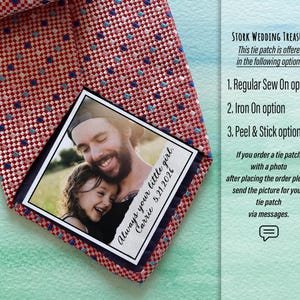 Dad Tie Label Suit Label, Picture Tie Patch, Photo Father of the Bride, Father of the Groom Wedding gift, Thank You Daddy, your little girl