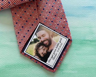 Dad Tie Label Suit Label, Picture Tie Patch, Photo Father of the Bride, Father of the Groom Wedding gift, Thank You Daddy, your little girl
