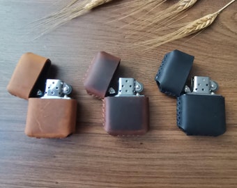 Hand Stitched Leather Zippo Lighter Case: Groomsmen Gift