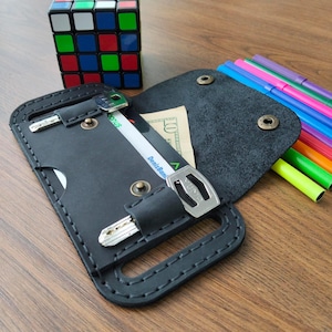 Excellent Slim Belt Wallet Leather Card Holder Small ID Card Case Father Gift Anniversary for Man