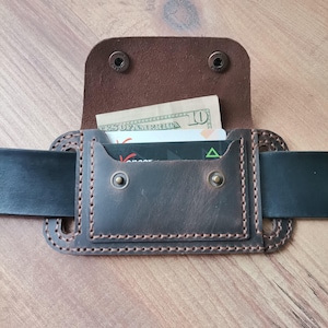 Cartera de cuero fina con cinturón, tarjetero, estuche pequeño para tarjetas de identificación, regalo de aniversario para papá.