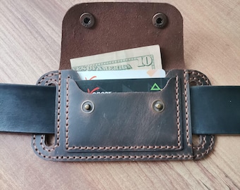 Cartera de cuero fina con cinturón, tarjetero, estuche pequeño para tarjetas de identificación, regalo de aniversario para papá.