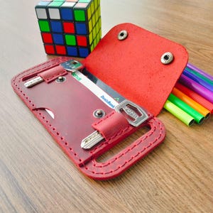 Slim Leather Card Holder Belt Wallet: Handmade Crazy Horse Leather