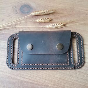 Cartera de cuero fina y confiable para cinturón, tarjetero, pequeño estuche para tarjetas de identificación, regalo para papá y aniversario para hombre.
