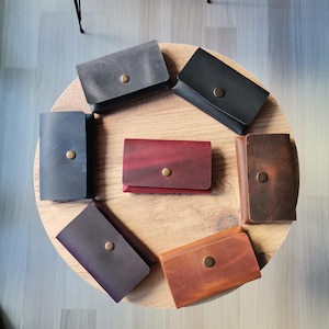 Cartera para tarjetas, delgada, hecha a mano, de cuero, tarjetero, calidad prémium, minimalista, regalo perfecto para hombres, regalo único para mujeres