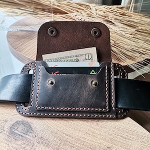 Portafoglio con cintura, porta carte, in pelle, sottile e piccolo, porta carte d'identità, regalo per papà, anniversario, confezione regalo per fratello, facile da trasportare