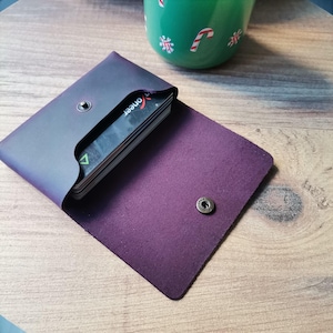Tarjetero fino de piel hecho a mano de primera calidad, minimalista, regalo perfecto para hombres y mujeres
