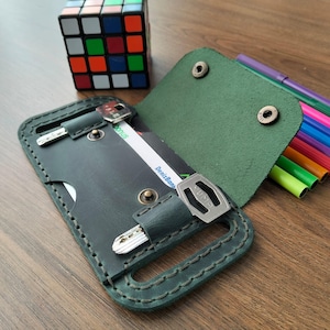 Handmade Crazy Horse Leather Slim Wallet: Minimalist Card Holder