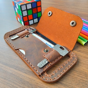 Excellent Slim Belt Wallet Leather Card Holder Small ID Card Case Father Gift Anniversary for Man