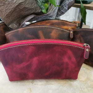 Personalized Leather Make up Bag, Bridesmaid MakeUp Bag, Birthday For Woman,  Mother&#39;s Day, Travel Kit, Anniversary gift