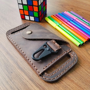 Handmade Crazy Horse Leather Slim Belt Wallet: Minimalist Card Holder