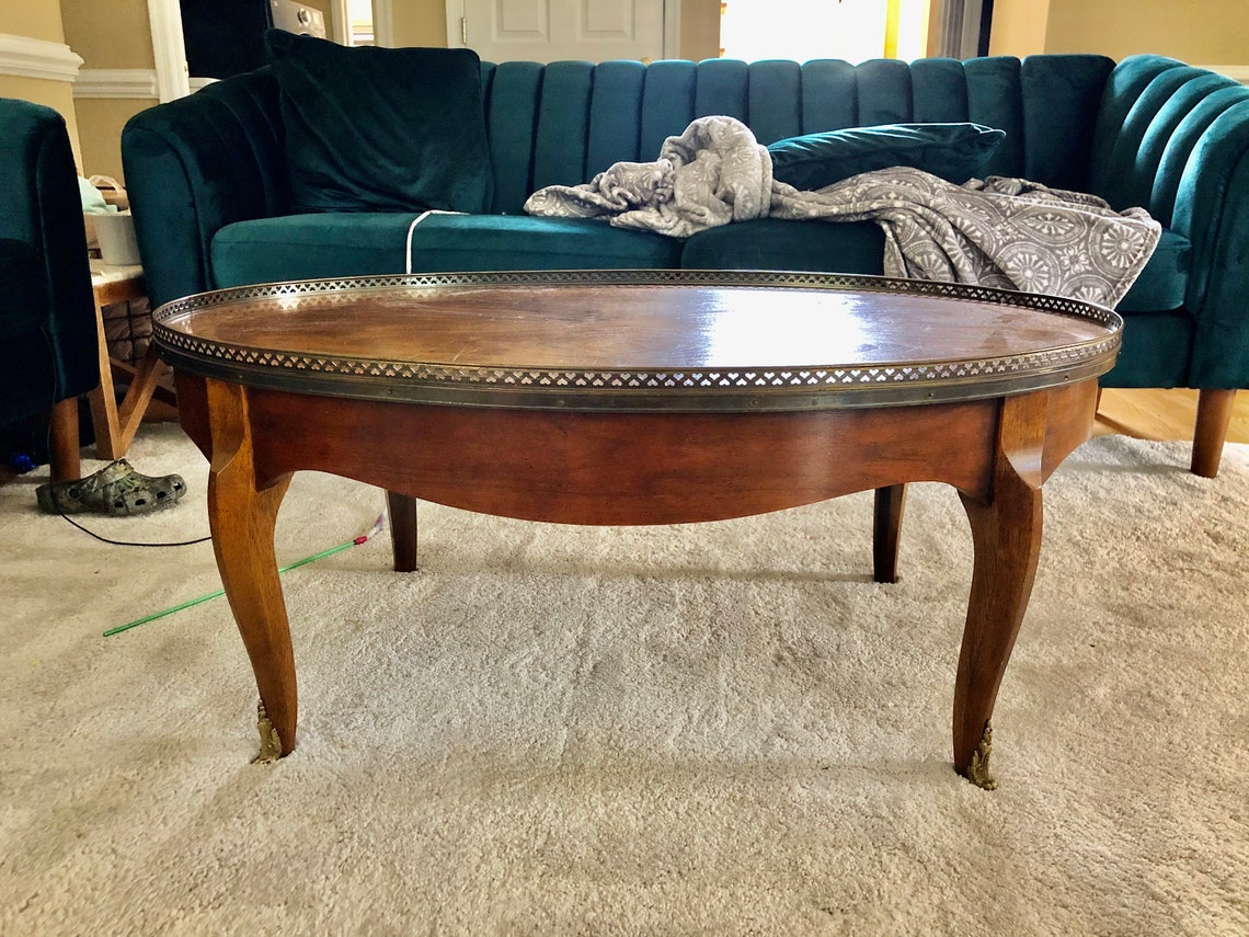 Baker Furniture Coffee Table Brass Filigree Etsy