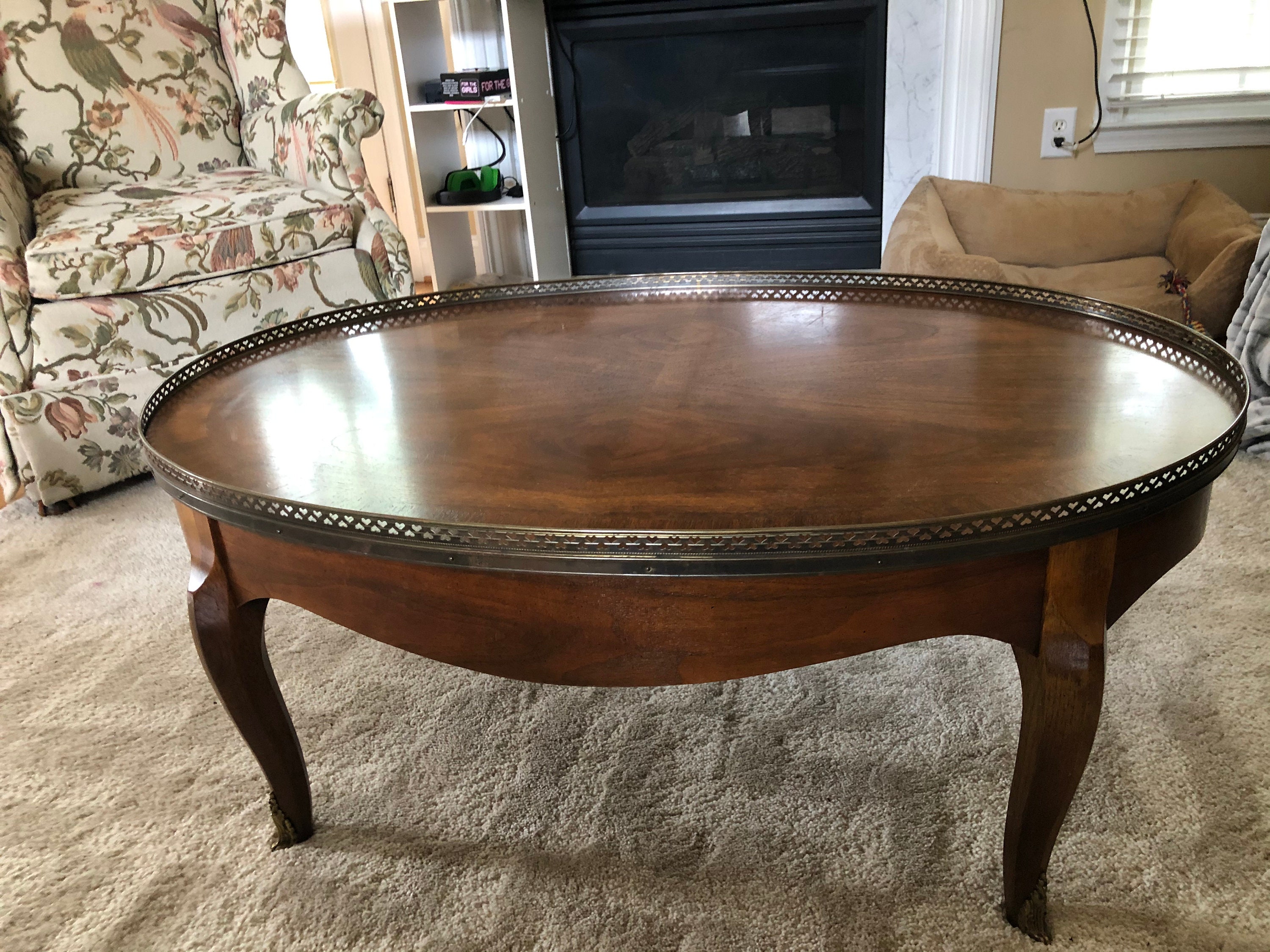 Baker Furniture Coffee Table Brass Filigree Etsy