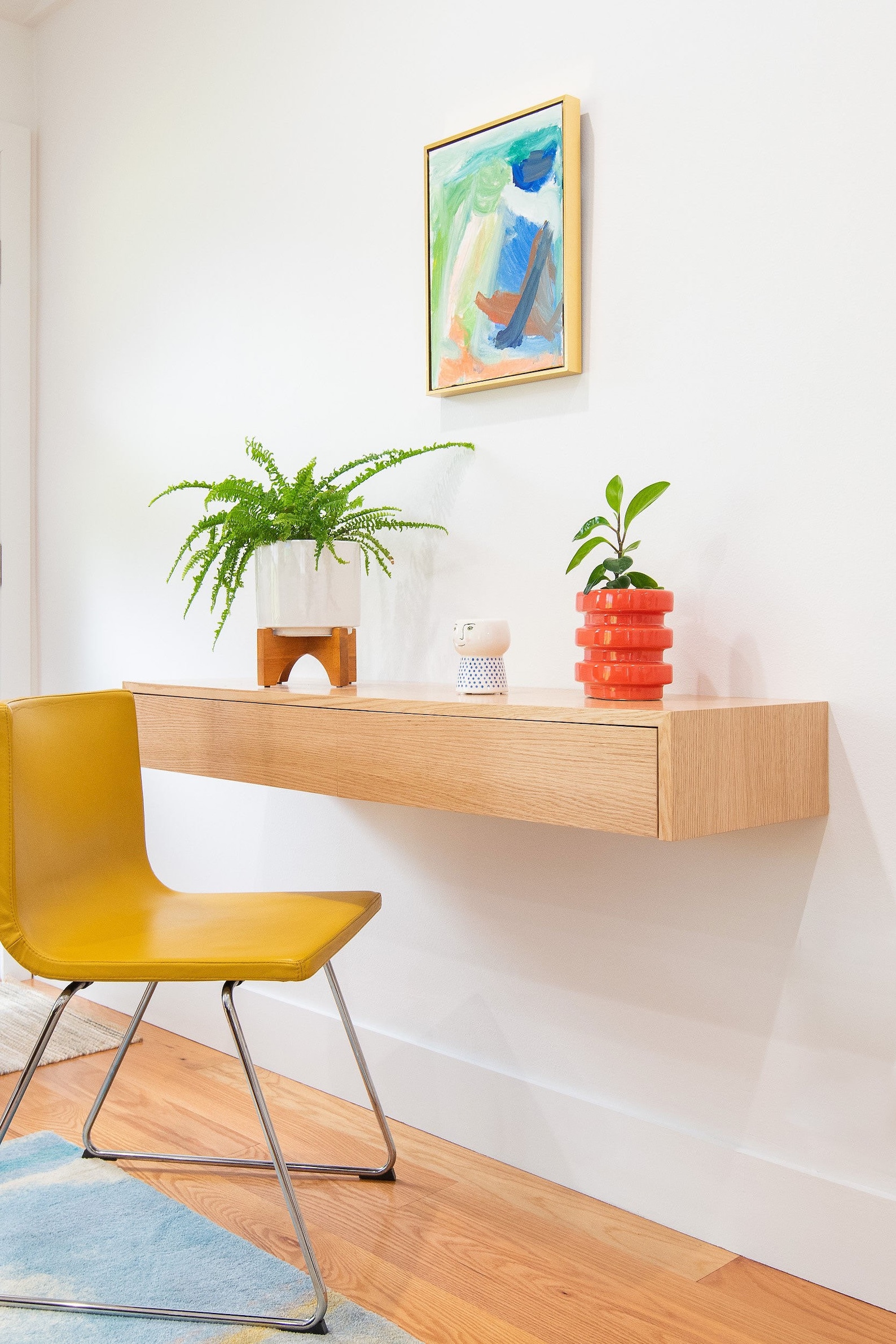 Modern Oak Floating 2 Drawer Desk / Console Table / Entry - Etsy