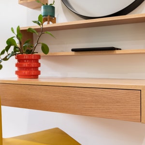 Modern oak floating desk / console table / entry table