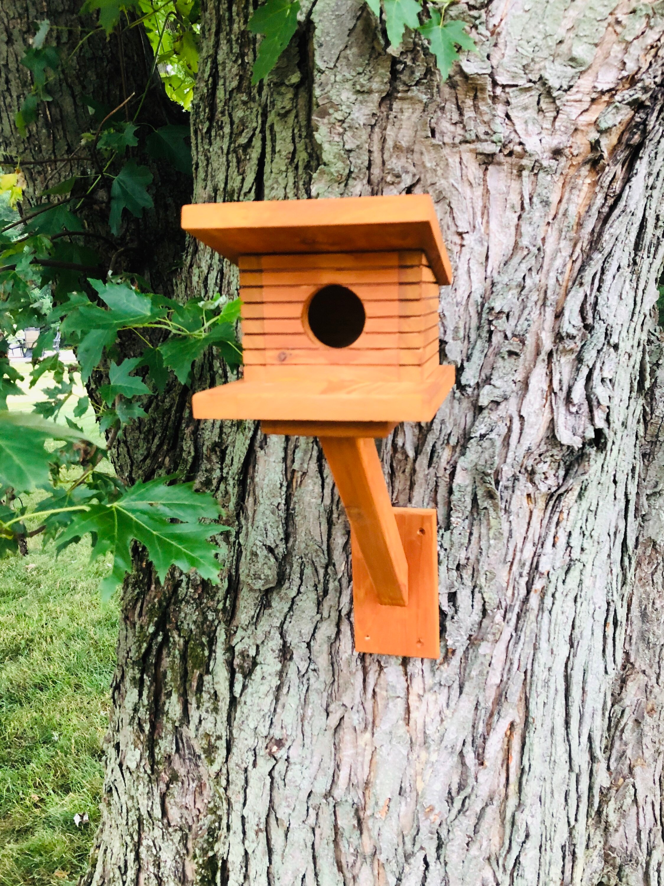 Mid Century modern cedar birdhouse Etsy