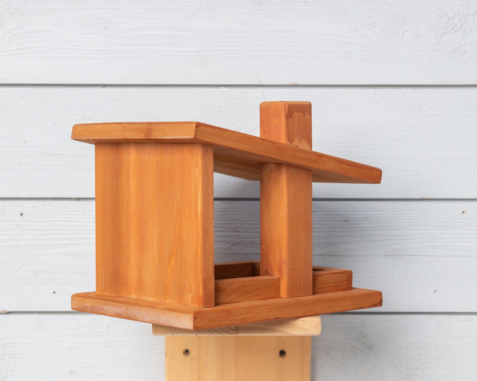 Mid Century Modern Cedar Bird Feeder Etsy