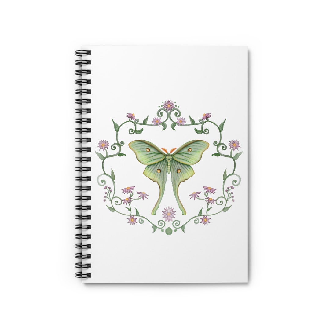 Moth Notebook SPIRAL NOTEBOOK: Luna Moth and Moon Spiral Bound Notebook , Luna Moth ...