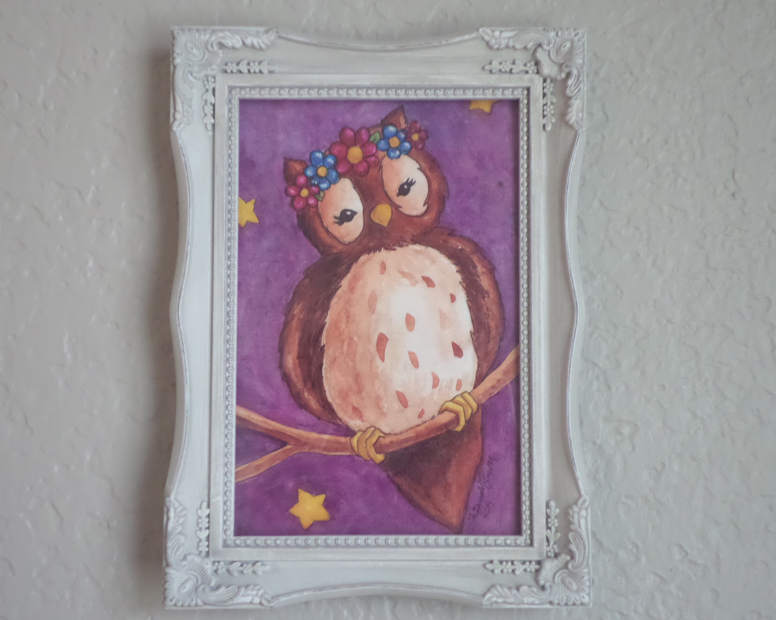 Boho Owl 4x6 Wall Art Print por la artista de Colorado Julianna